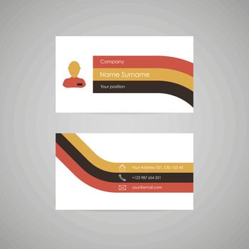 Clean flat vector business card template in retro colors