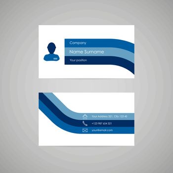 Clean flat blue vector business card template