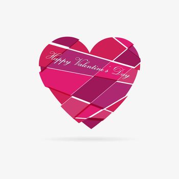 Clean vector shattered heart with Happy Valentine's Day text, greetings card