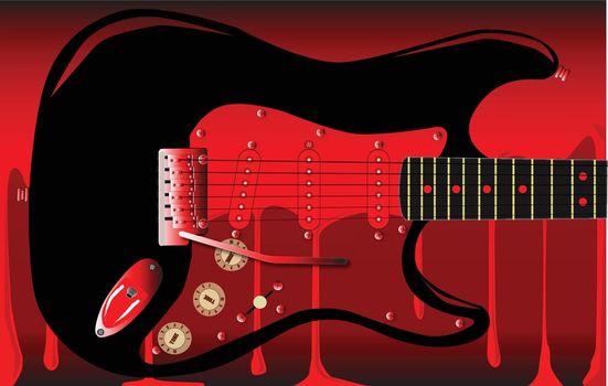 Electric guitar over a blood background
