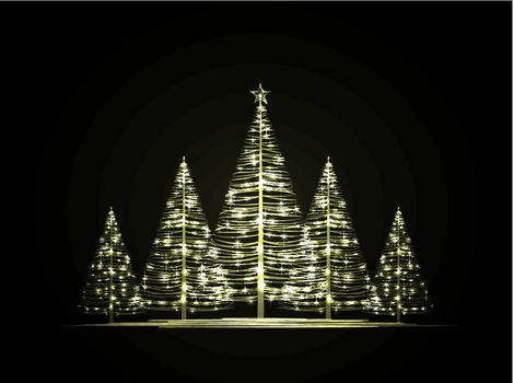 Vector Christmas trees on a dark background