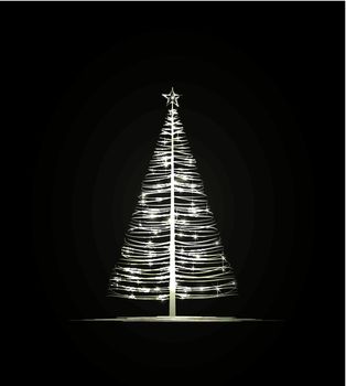 Vector Christmas tree on a dark background