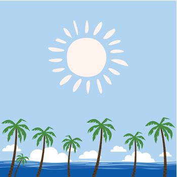 Palm trees against the sea. A vector illustration