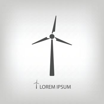 Wind turbine as logo with copyspace in grey colors