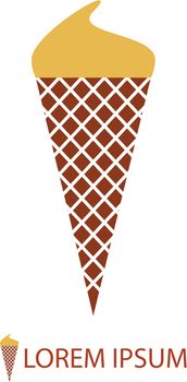 Color ice-cream cone as logo on white background with copyspace