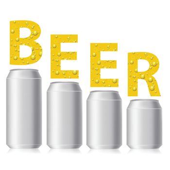 colorful illustration with beer cans on a white  background
