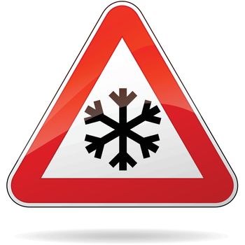 illustration of triangle road sign for cold