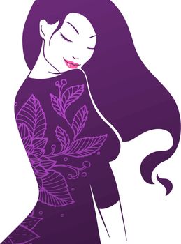 Vector illustration of Beautiful and yong woman