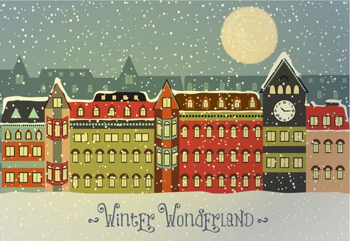 Winter Cityscape, vector illustration