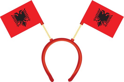 Cheerful headdress for the holiday with a flag of Albania. Vector illustration. 