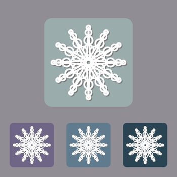 Snowflake flat icon set. Vector illustration