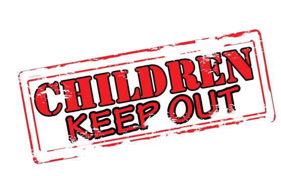 Rubber stamp with text children keep out inside, vector illustration