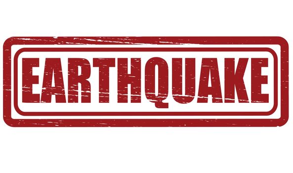 Stamp with word earthquake inside, vector illustration