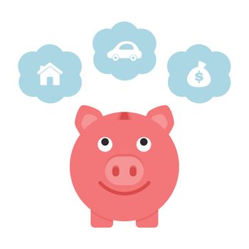 Saving for the future, piggy bank