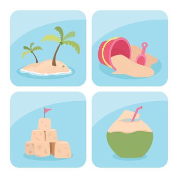 Summer icons set, vector