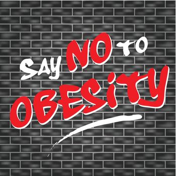 illustration of dark wall with graffiti for no obesity