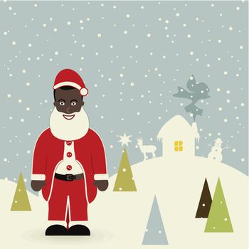African American Santa Claus. A vector illustration