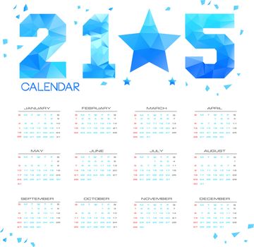 Simple 2015 Calendar / 2015 calendar design / 2015 calendar vertical - week starts with sunday 