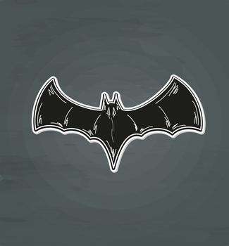 sketch of the black bat on dark background, vector