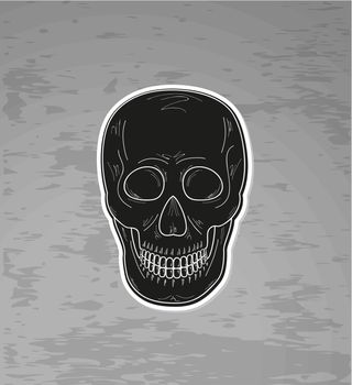 black skull on dark grunge background, vector