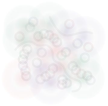 gradient lines and joined rings in gray, red and green light colors, it can represents abstract looking into a microscope