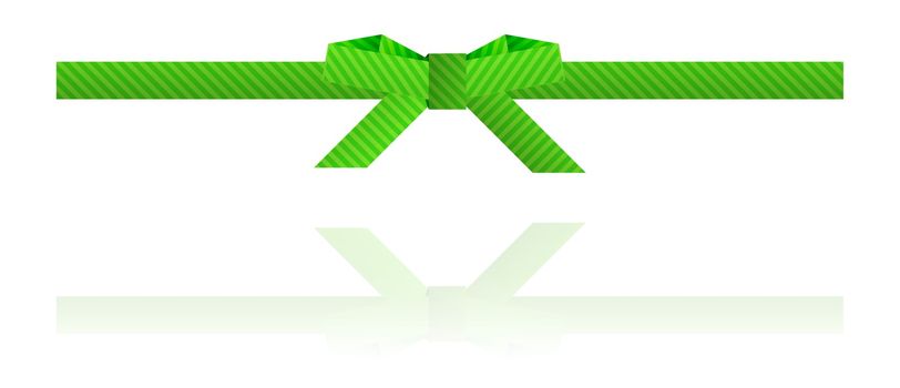 green dashed bow and green dashed ribbon on white background