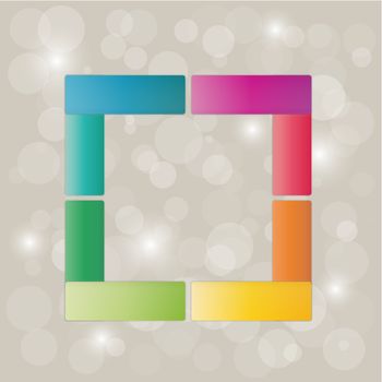 color blocks on gray background with shining balls
