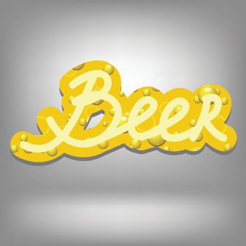 beer bubble text on grey background