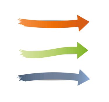 three different jagged and rounded arrows on white background