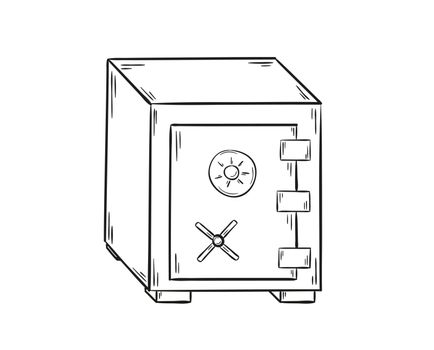 sketch of the closed safe on white background, isolated