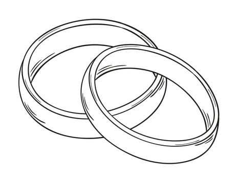 sketch of the two rings as a symbol of love, isolated