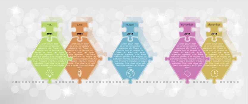 infographic puzzle timeline vector on gray gradient background
