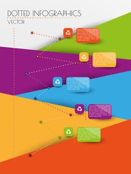 infographic vector with dotted lines on background with different color and shadows