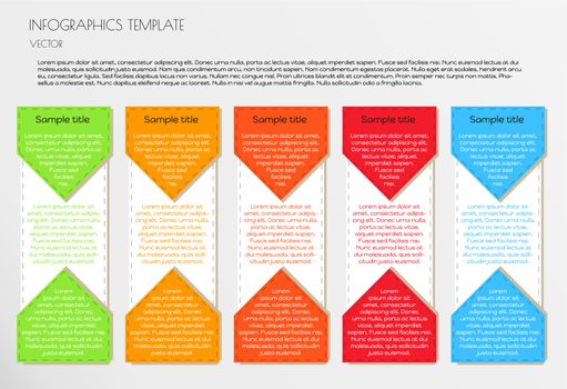 white infographic template with five color elements