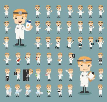 Set of doctor characters poses , eps10 vector format