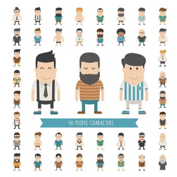 Set of 40 people characters , eps10 vector format