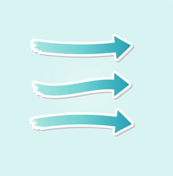 three different blue jagged and rounded arrows on white background