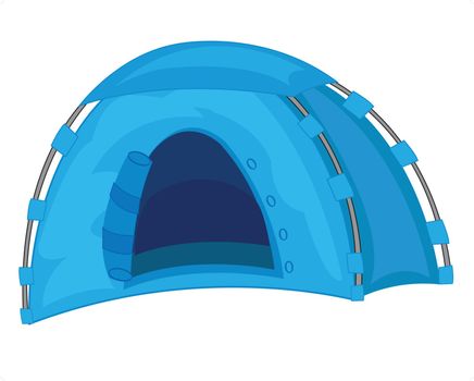 Tourist tent of the blue colour on white background