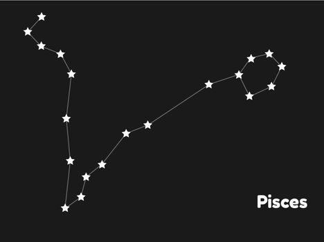 star constellation of pisces on black background, vector