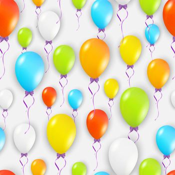 seamless pattern with many color balloons on gray background, vector