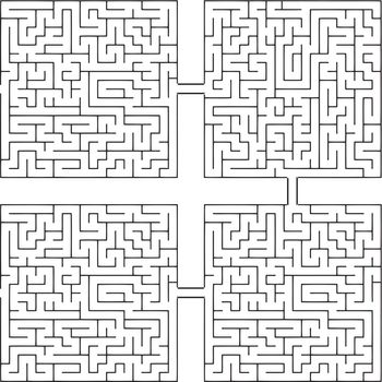 Combining labyrinths similar circuit in an infinite chain. Vector illustration.