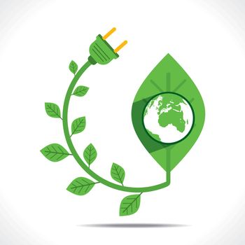 earth on green leaf or green energy concept