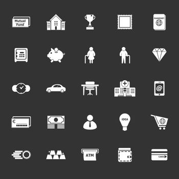 Personal financial icons on gray background, stock vector