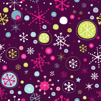 Colorful seamless background with snowflakes. Vector image.  
