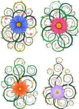 floral ornament with circular and swirly vine, suitable for artwork with a romantic and classic theme