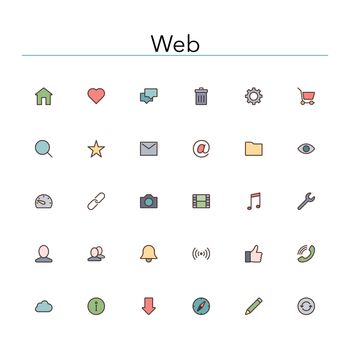 Web and internet colored line icons set. Vector illustration.