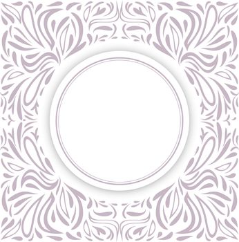 Round Frame Over Floral Decorative Background, Copyspace