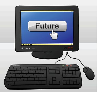 illustration of computer with future button on the screen