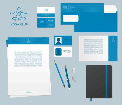 Vector illustration of Yoga studio branding set