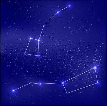 vector illustration of the constellation Ursa Major and small